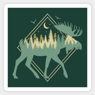 Moose Silhouette - Moose Wildlife Forest - Retro Moose Lover Sticker